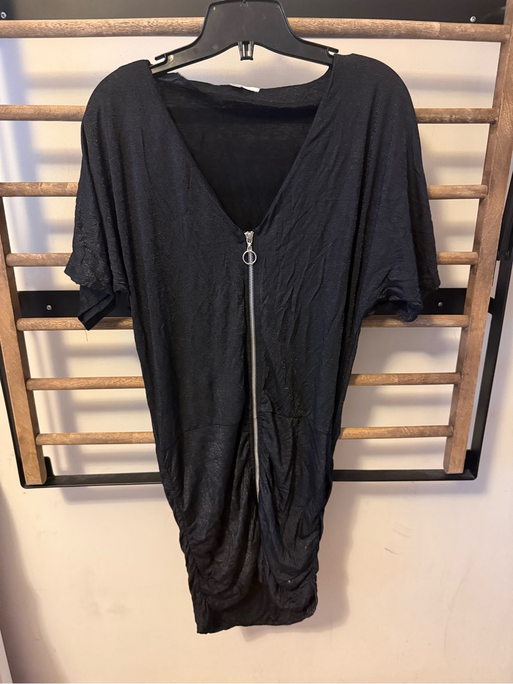 MINKPINK Black Zip-Front Rouched Dress